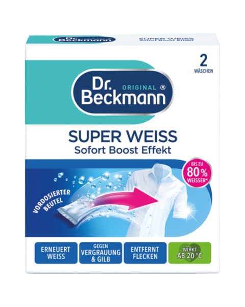 Dr. Beckmann Super Weiss Sofort Boost Effekt, 2 Beutel, 80g